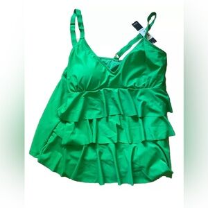 Beautiful Nicole Miller 3 Tier Tankini Kelly Green Sz 3X NWT
